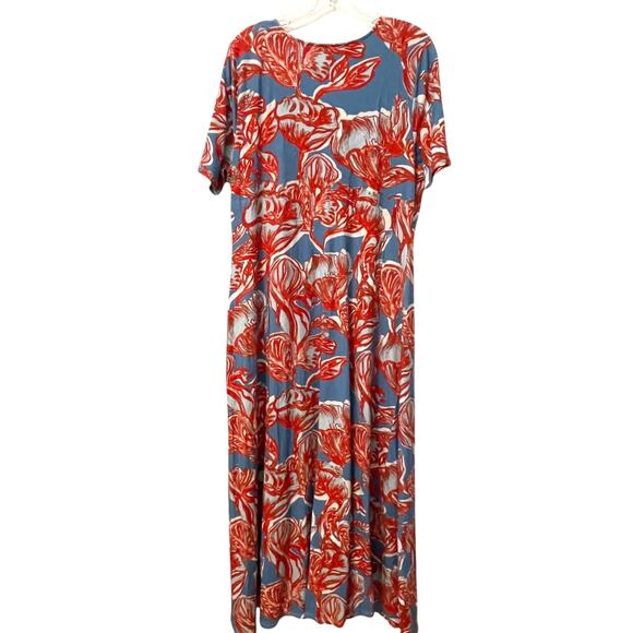 Soft Surroundings Spritzer Maxi Dress Womens XL Blue Red Twist Front Beachy Long - Picture 5 of 10